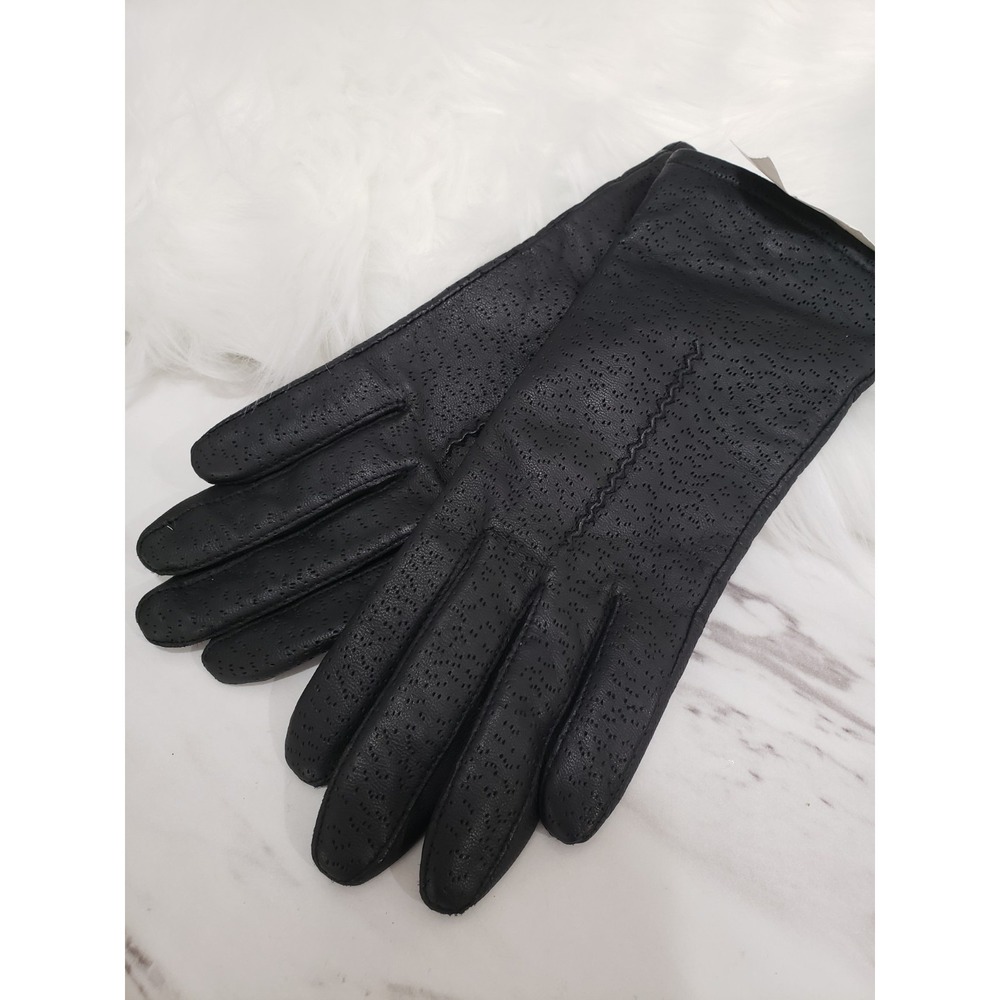 NWT Fownes Genuine Leather Gloves Women's Black Size 6.5 Zigzap 9522 Driving